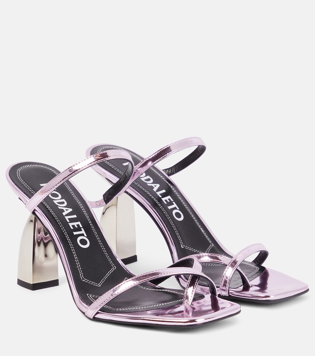 Мюли Angel A из металлизированной кожи Nodaleto, Pink Specchio