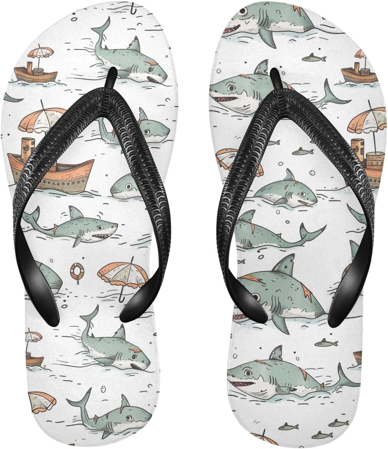 

Шлепанцы SPRIPORT Shark Ship Slim для женщин и мужчин, удобные повседневные вьетнамки с мягкой подошвой, нескользящей резиновой подошвой, сандалии для летнего пляжного отдыха, Multicoloured
