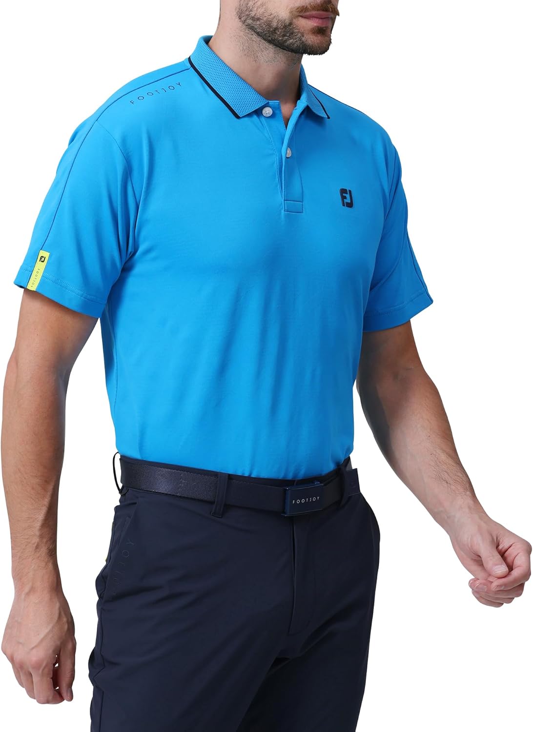 

Мужская поло FootJoy для гольфа с коротким рукавом и жаккардовым узором FJ Motif из сетчатой ткани, синий