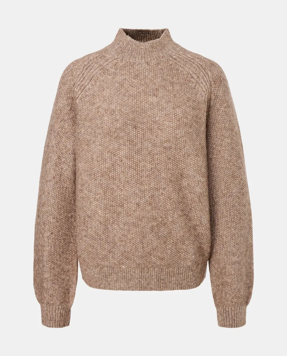 

Женский джемпер с воротником Перкинс и трикотажной структурой Easy Wear, коричневый