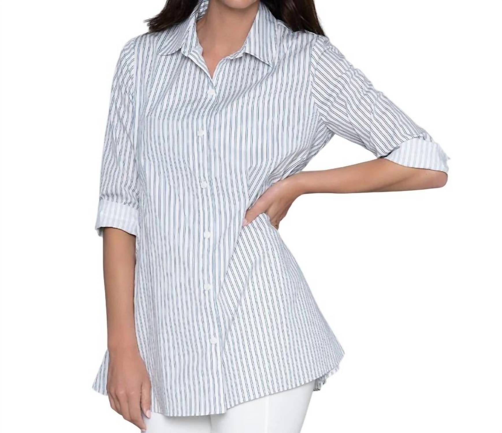 

Рубашка Center Stage из ткани шамбре Yarn Dye Stripe Stella Carakasi, цвет chambray yarn dye stripe