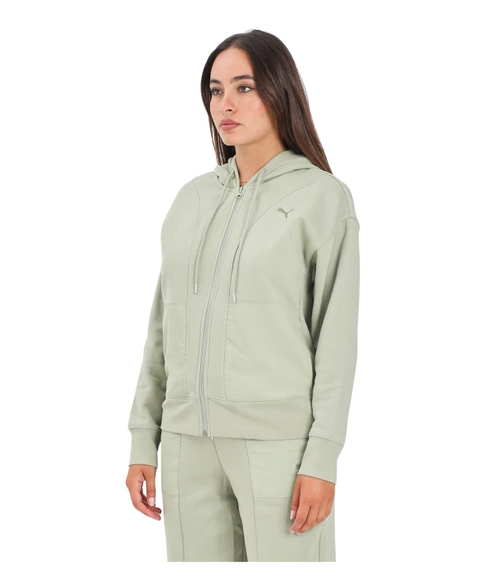 

Зеленый свитер на молнии, стильный образ. Puma, зеленый