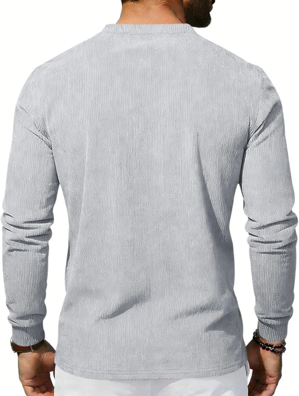 Мужская спортивная футболка хенли с длинным рукавом quick dry moisture wicking — фото 4