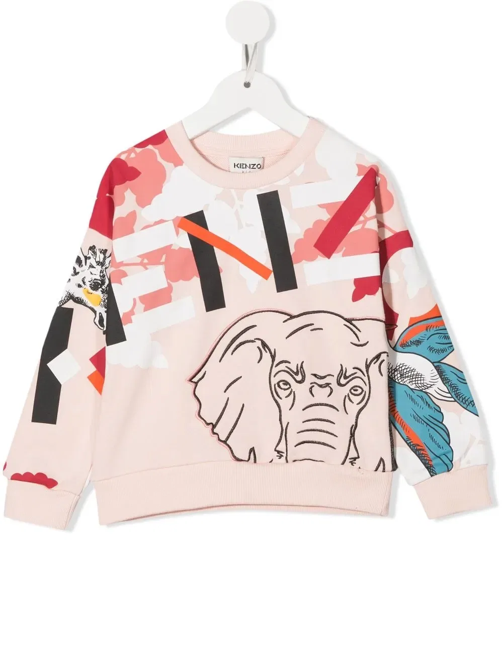 Хлопковая толстовка Multi iconics Kenzo Kids, розовый