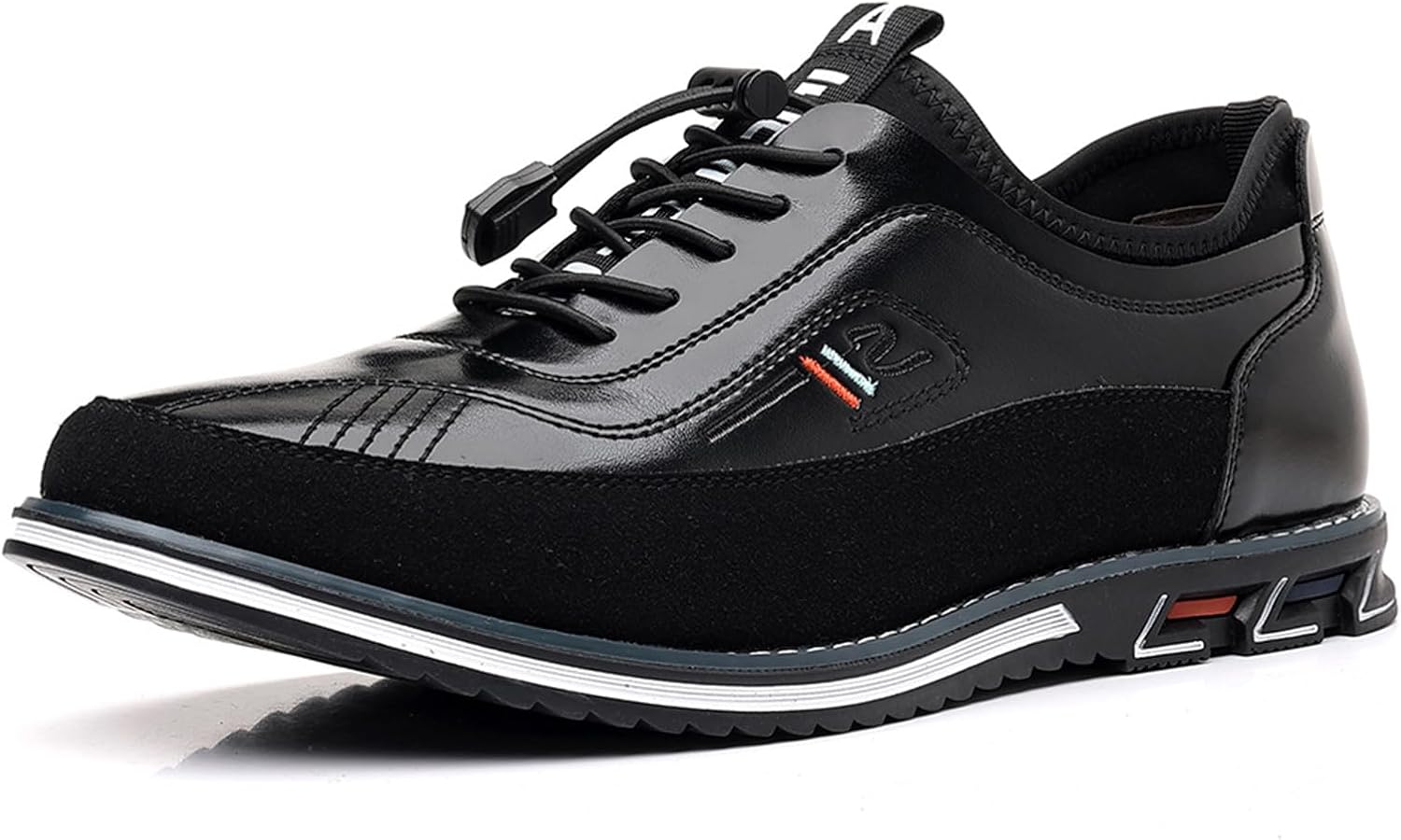 

Мужские кожаные ортопедические кеды-дерби, модные, удобные, с эластичными шнурками, плоской подошвой, стиль Gatsby, повседневные, на платформе, для вождения Uzujbaa, черный