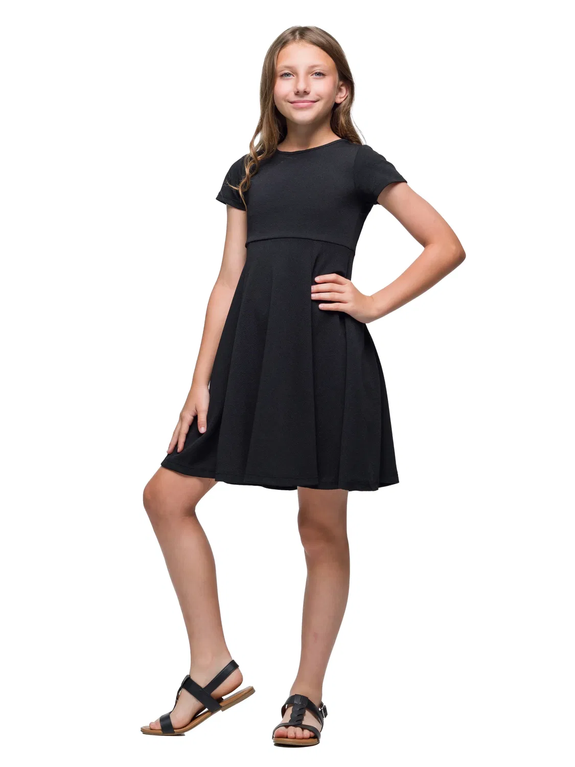 24seven Comfort Apparel 24sevenkid Детское вечернее платье для девочек с коротким рукавом и плиссировкой