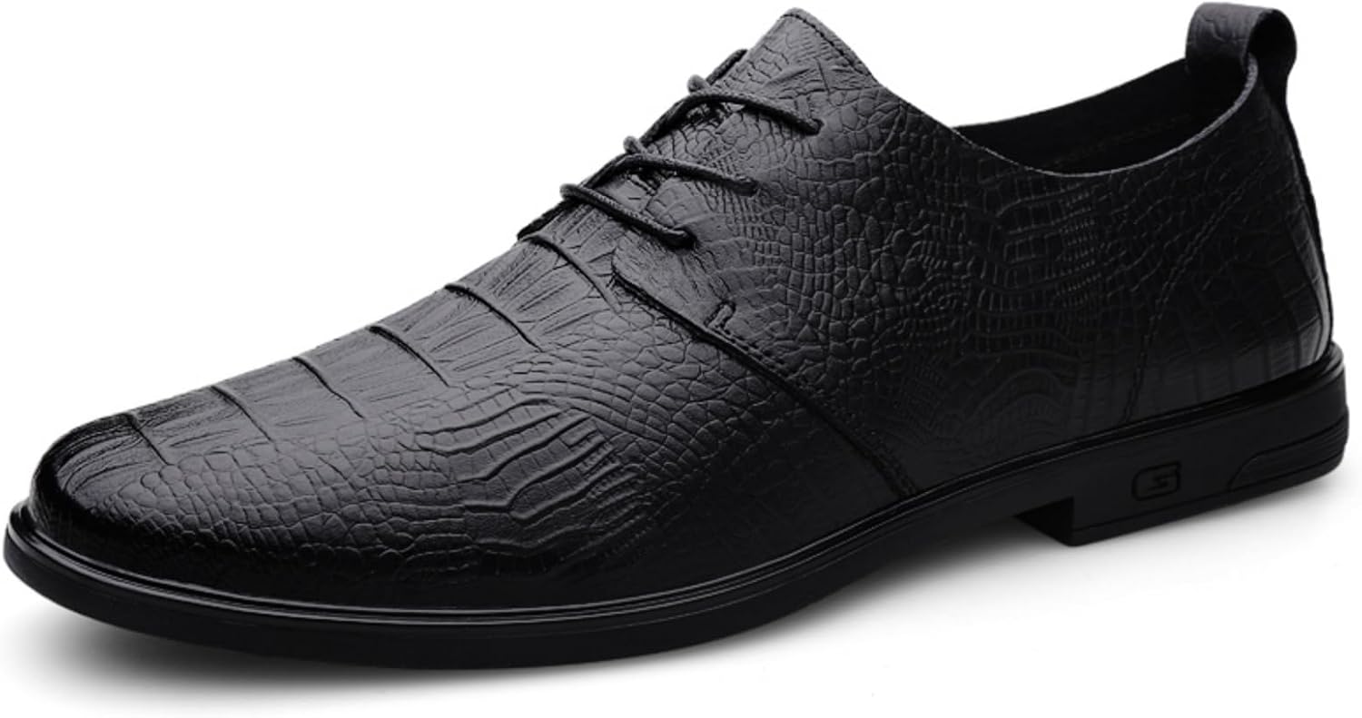 

Мужские классические туфли на шнуровке, оксфорды из кожи с тиснением под крокодила для деловых и официальных мероприятий Kpdwfms, черный