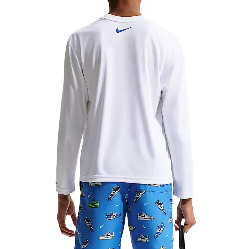 Купальник для детей Nike Dri-FIT облегающий белый/синий — фото 3