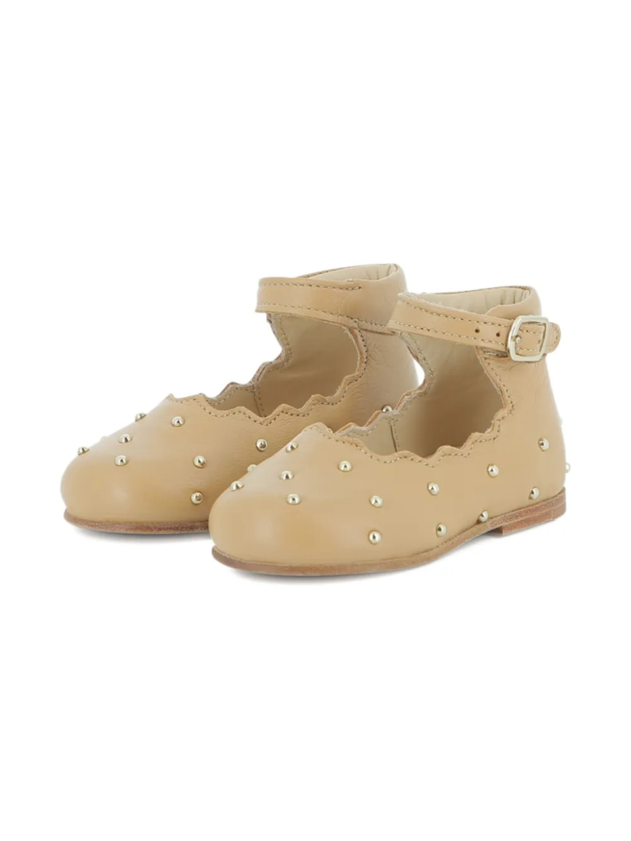 Chloé Kids балетки с фестонами и заклепками, желтый — фото 3