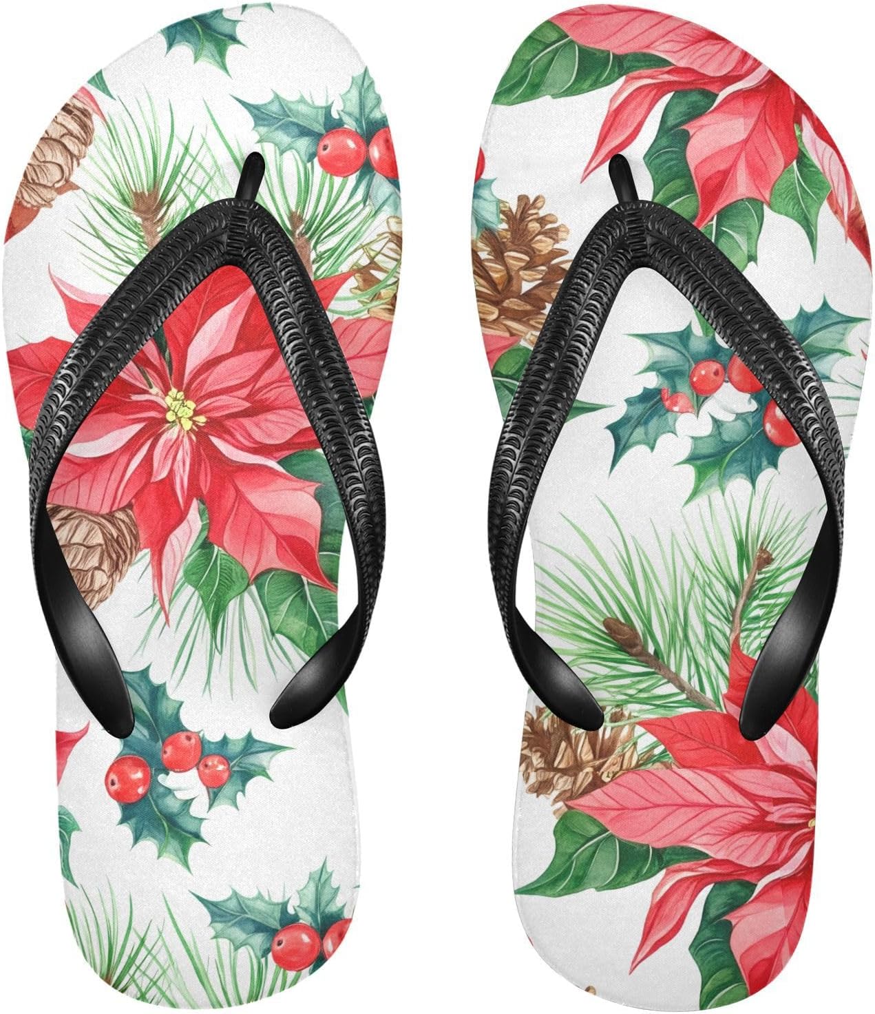 

Мужские пляжные шлепанцы с ананасом и пуансеттией, белые, резиновые, противоскользящие, летние тапочки для душа и прогулок Sinestour