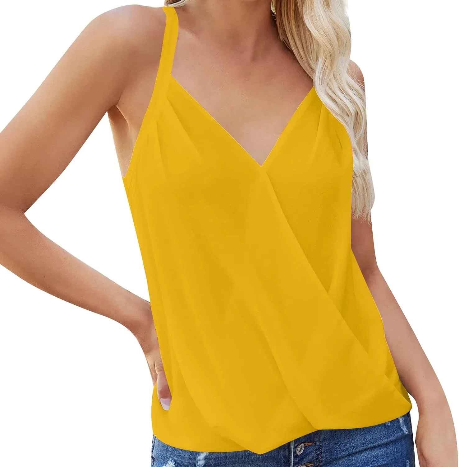 Блуза с V-образным вырезом Casual Summer Tank Tops, желтый
