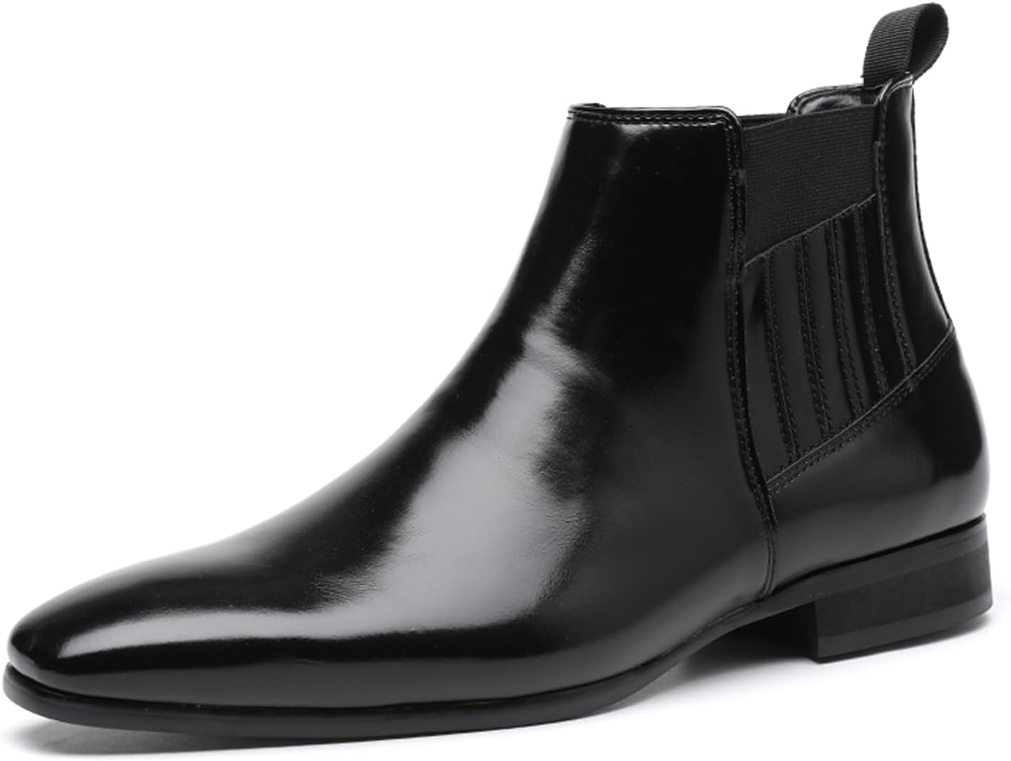 

Мужские классические кожаные ботинки Челси, слипоны для делового и повседневного стиля, эластичные, легкие, удобные, с подошвой, предотвращающей скольжение, высокие повседневные обувь Nileeke, черный