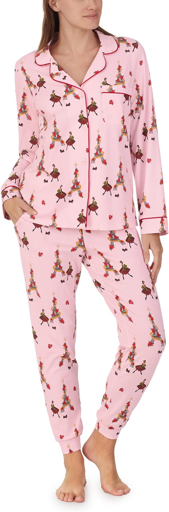 

Комплект джоггеров с длинными рукавами и вырезом Bedhead PJs, цвет Christmas Chic