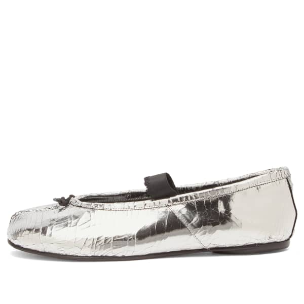 Балетки-Таби с металлическим кракелюром Maison Margiela, серебряный/черный