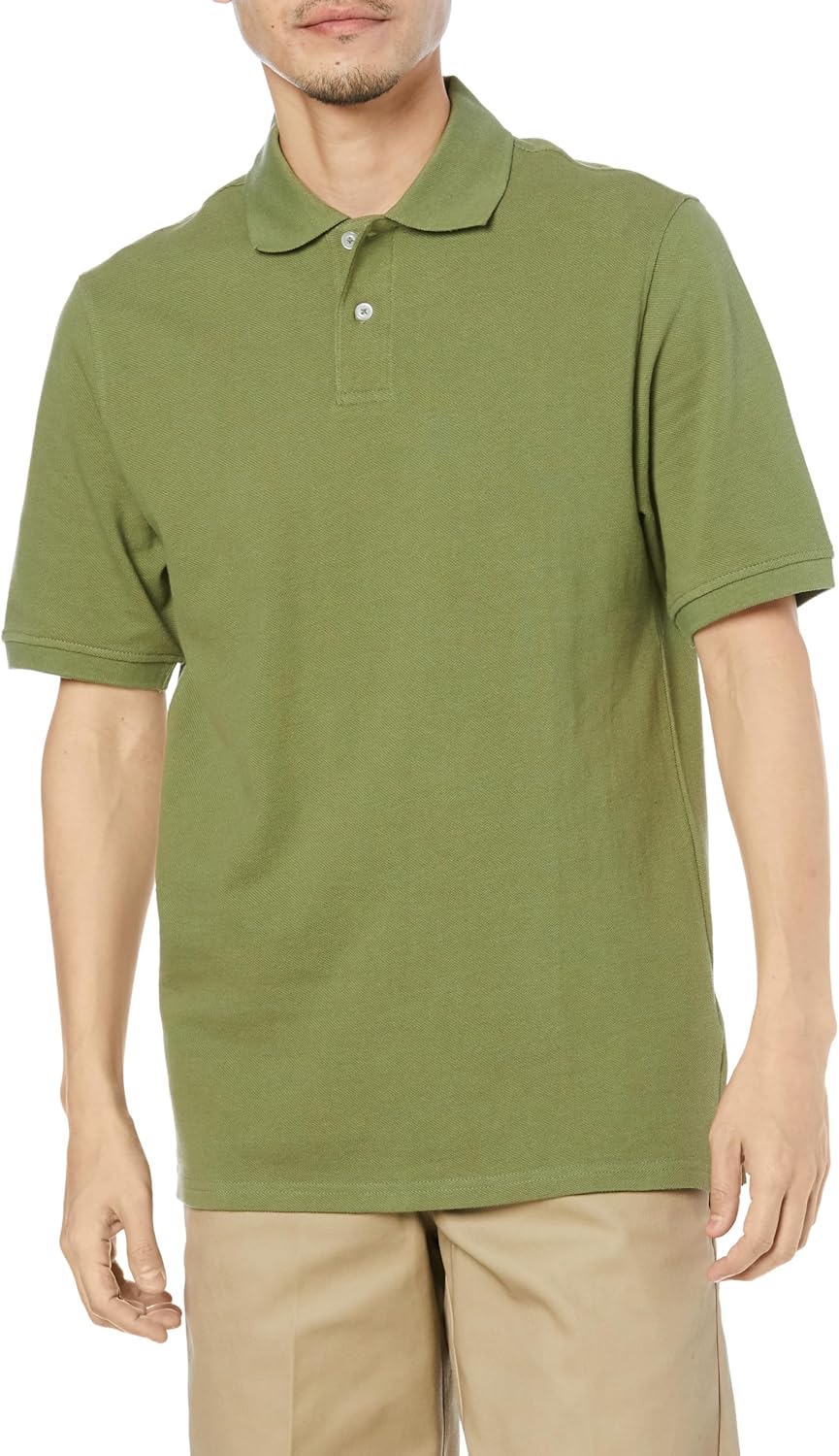 

Мужская хлопковая поло-рубашка пике Amazon Essentials, стандартного кроя, светло-оливковый