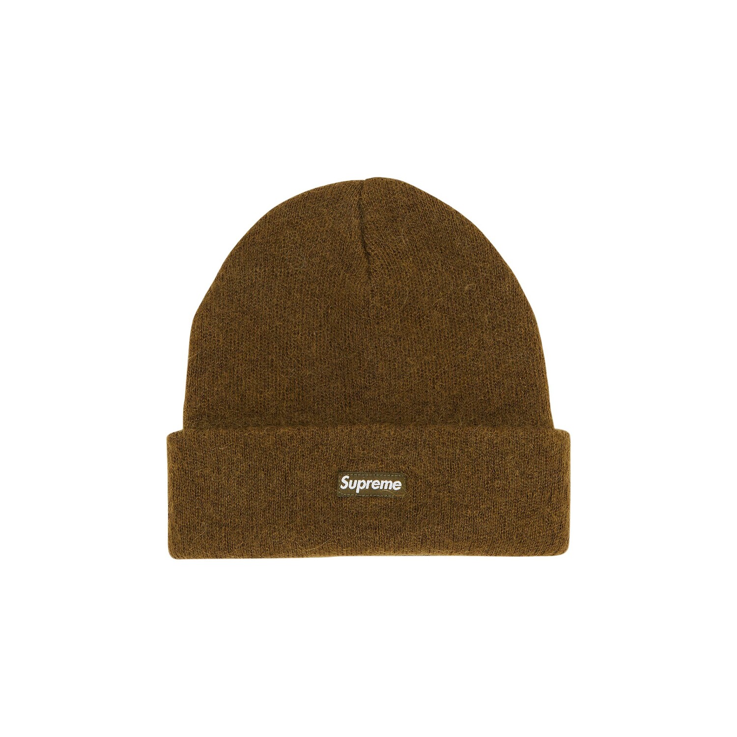 

Шапка-бини Supreme из мохера Темный хаки