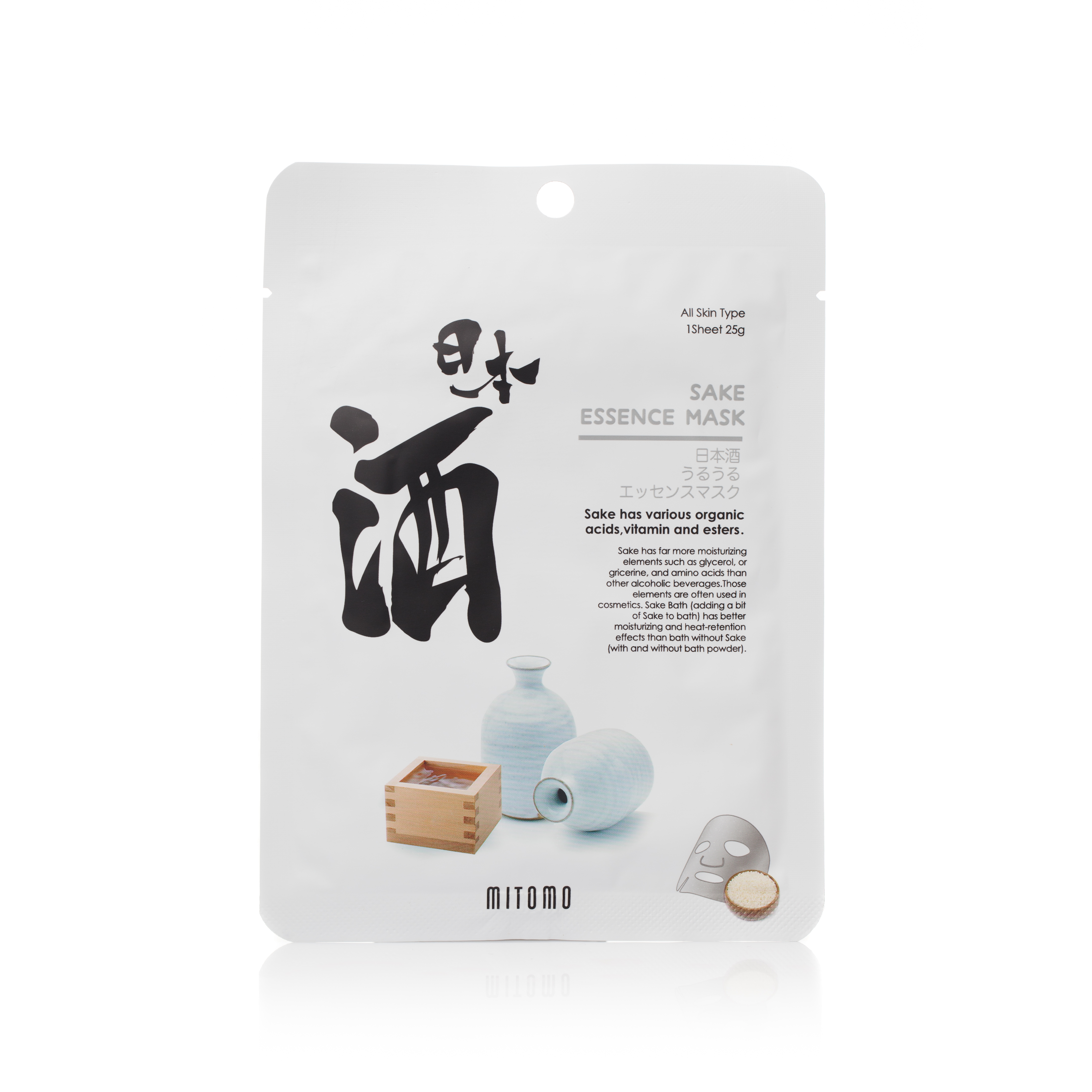 

Маска для лица с эссенцией саго sake essence mask Mitomo, количество 1 шт.