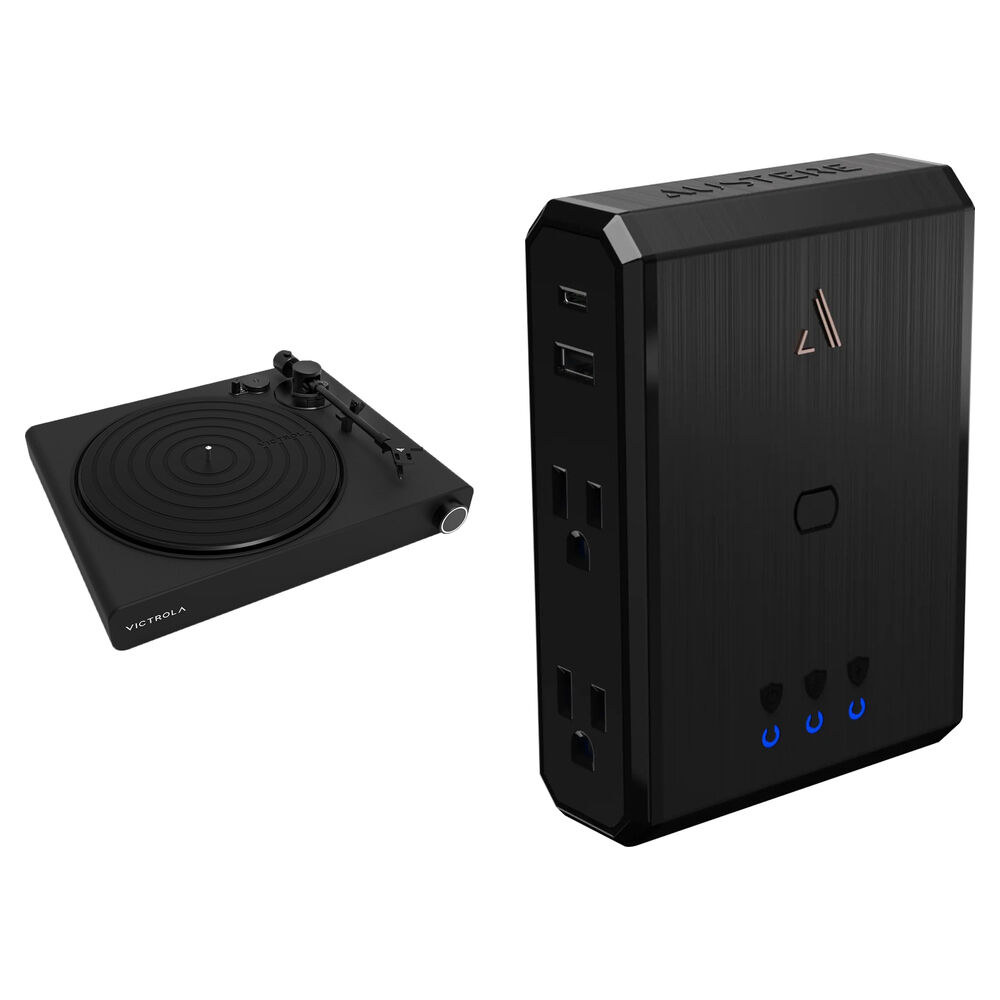 

Проигрыватель виниловых пластинок Victrola Stream Onyx Wi-Fi и комплект Austere с 4 розетками для защиты от перенапряжения
