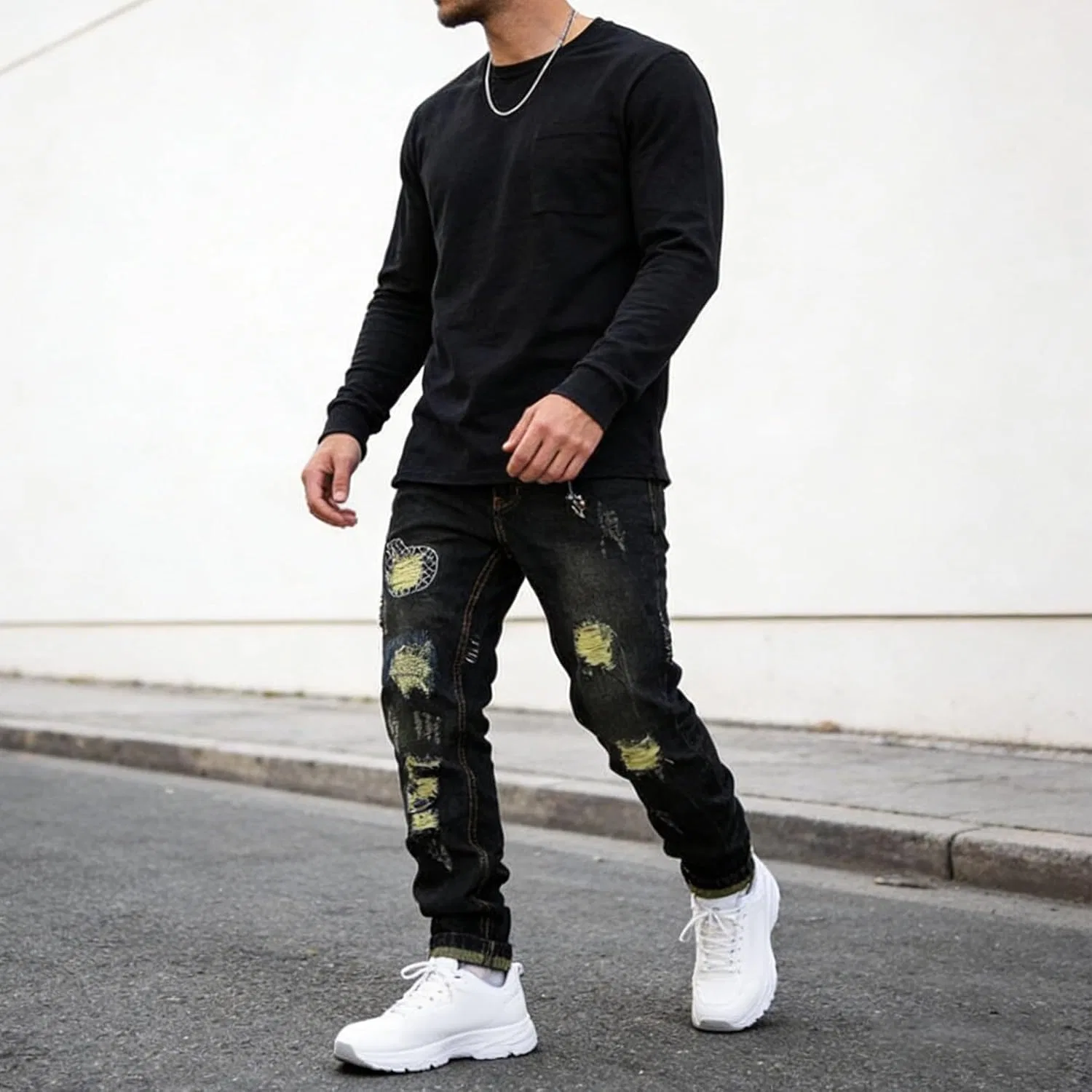 Джинсы casual Ripped, черный — фото 2