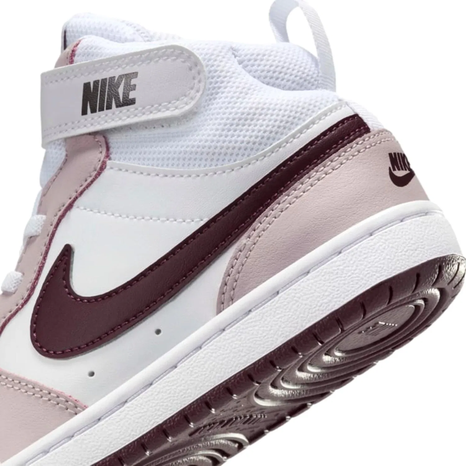 Nike Court Borough Mid 2 White / Burgundy Crush CD7783-118 Pre-School — фото 4