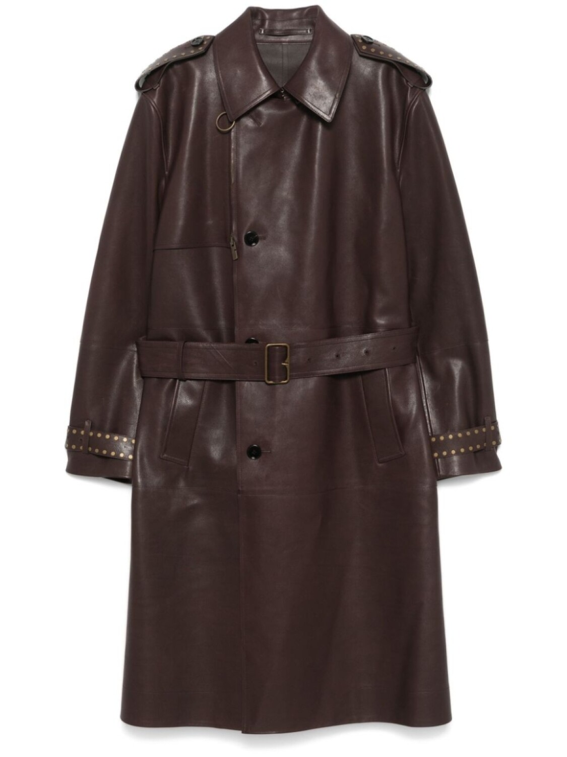 

Кожаный тренч Burberry, коричневый