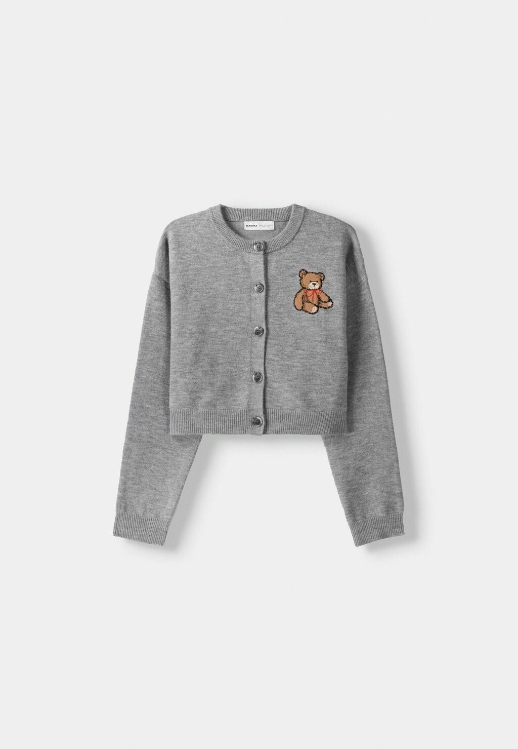 

Кардиган BEAR DETAIL Bershka, цвет Mottled Grey