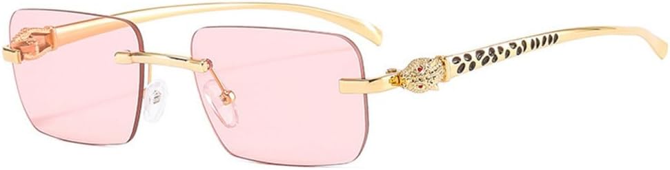 

Модные солнцезащитные очки без оправы прямоугольной формы для женщин с прозрачными линзами с градиентом цвета океана, а также уникальные солнцезащитные очки с принтом гепарда для мужчин TYUVIVO, Golden Pink