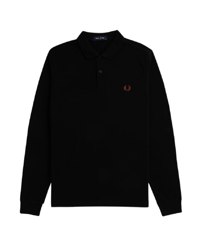 

Хлопковая рубашка поло с длинными рукавами Fred Perry, черный