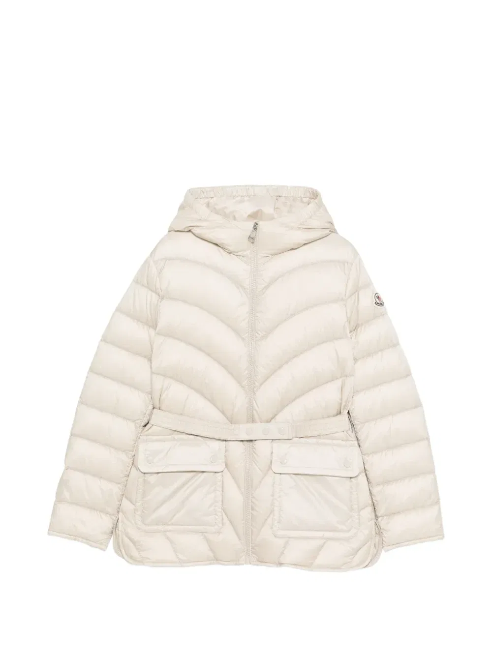Куртка с капюшоном и поясом Moncler Enfant, бежевый
