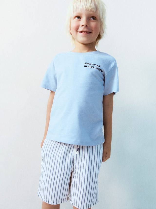 

Детские шорты Tobago из хлопка в полоску Mango, Open Blue