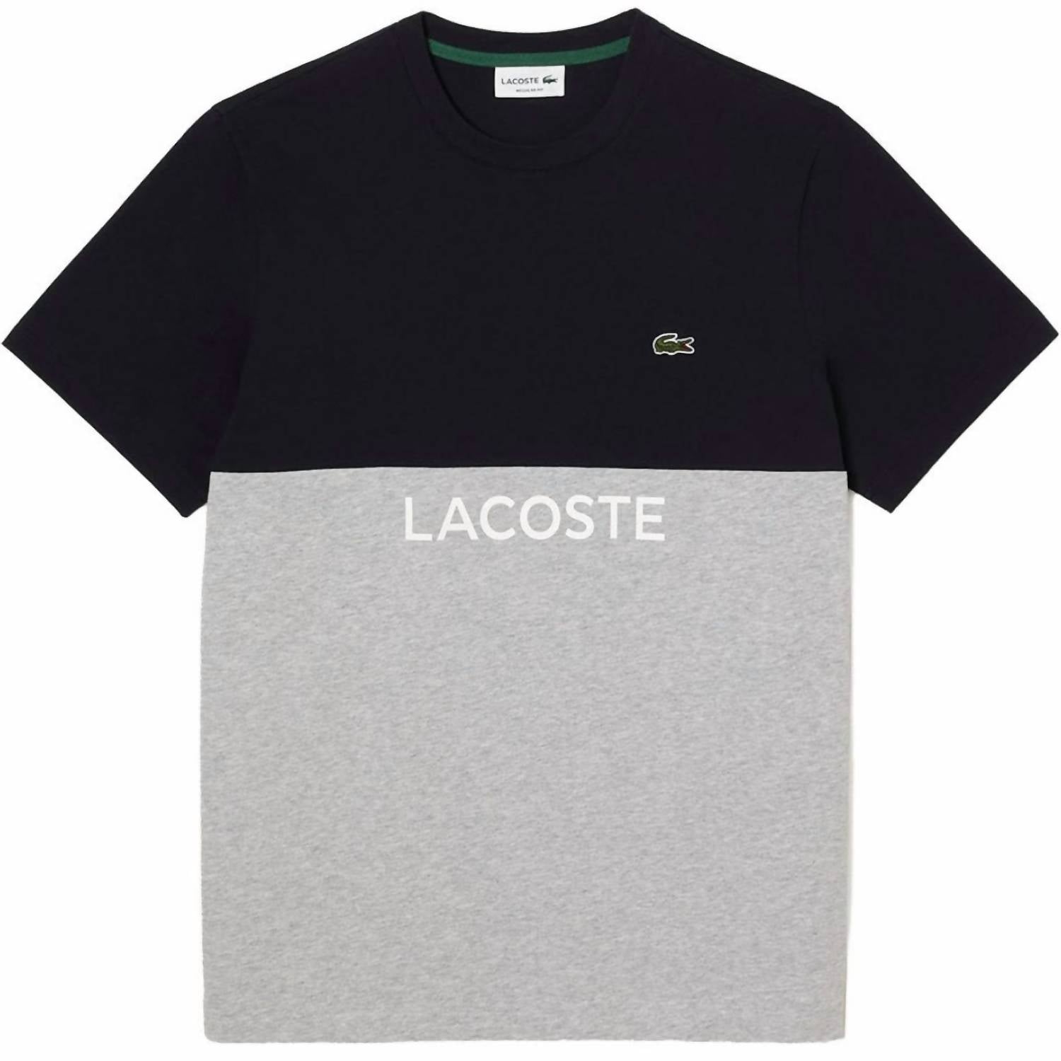 

Мужская футболка с логотипом спереди в темно-синем/сером цвете Chine Lacoste