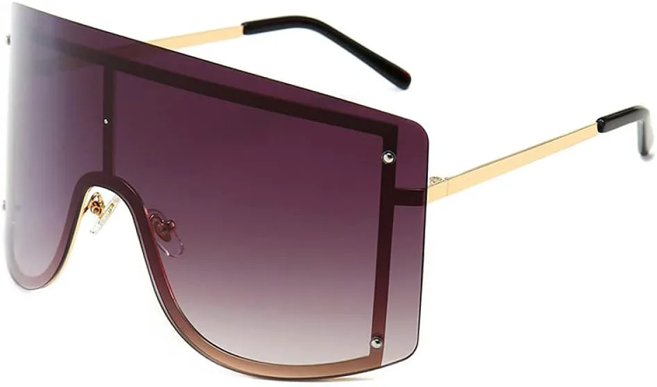 

Женские солнцезащитные очки большого размера 2027 года, сине-желтый градиент, модные, без оправы, металлические, для создания индивидуального образа MTZJH, 13