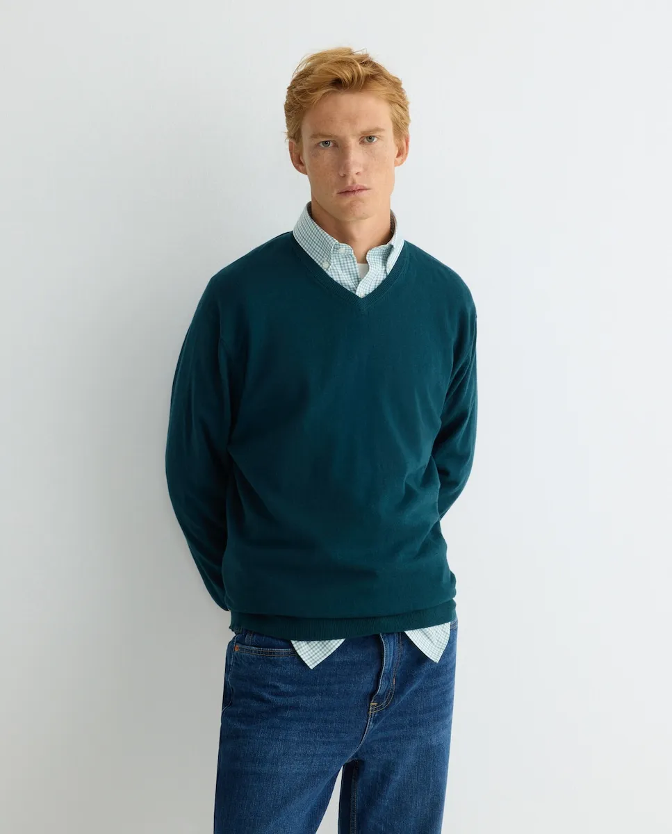 

Мужской джемпер с V-образным вырезом больших размеров Rushmore, синий