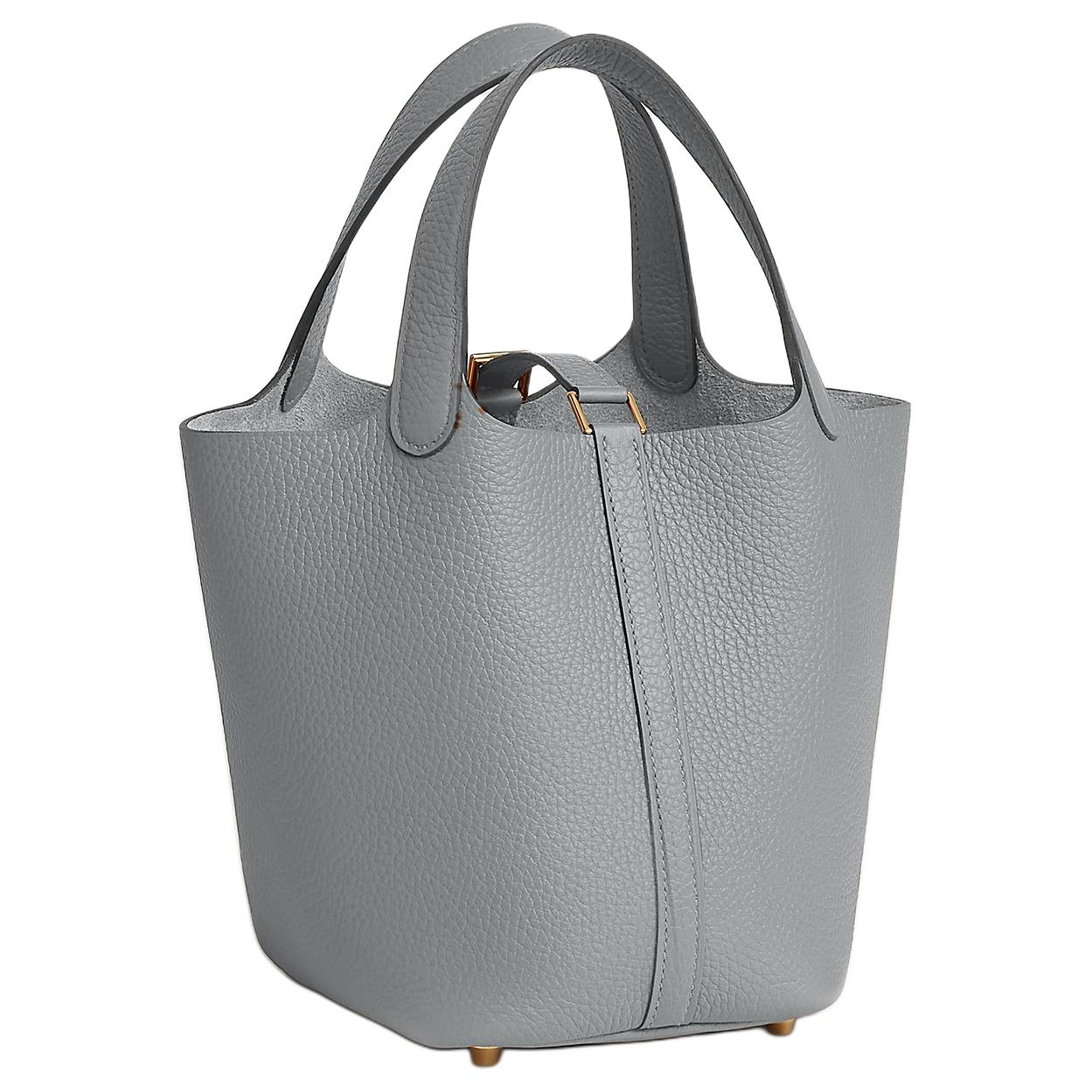 Сумка Picotin Lock Clemence Calfskin, ведро, женская сумка gray HERMES — фото 3