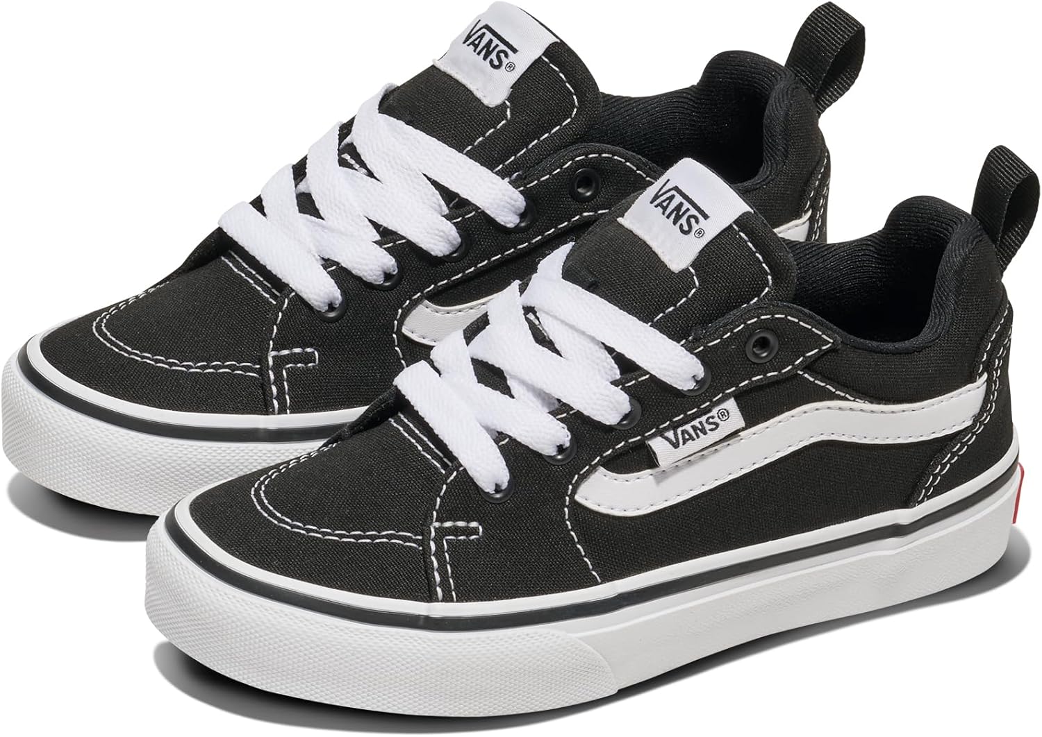Vans Unisex-Child Filmore Shoe | Низкие модные кроссовки для мальчиков и девочек, для школы и повседневной носки, Canvas Black/White — фото 2