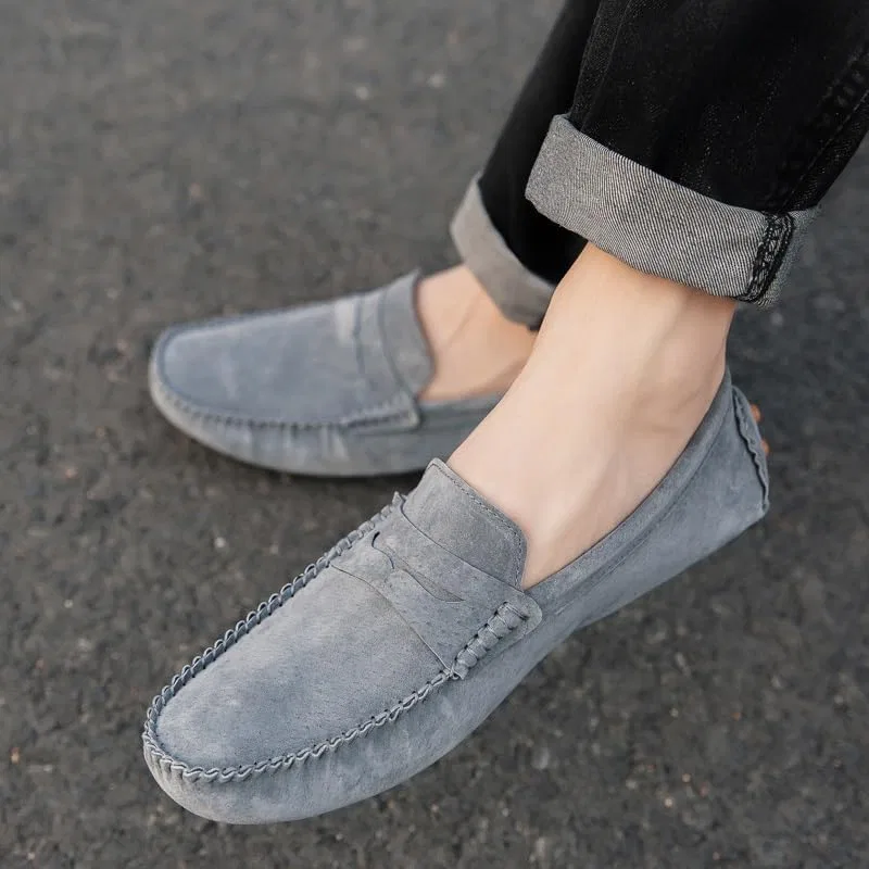 Лоферы с круглым носком замшевые Moc Shoes, серый — фото 2