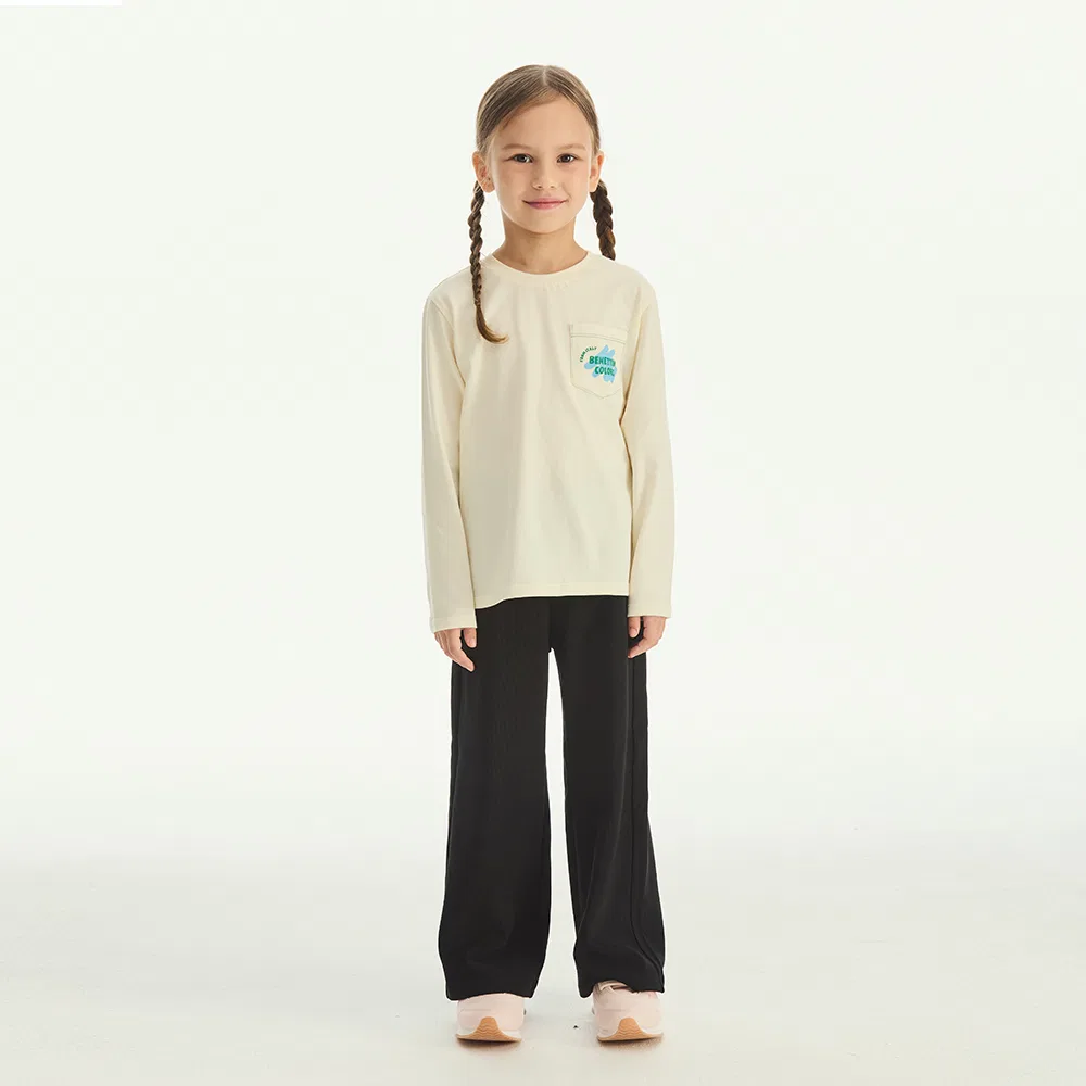 Детские чёрные джерси-брюки свободного кроя от Benetton Kids