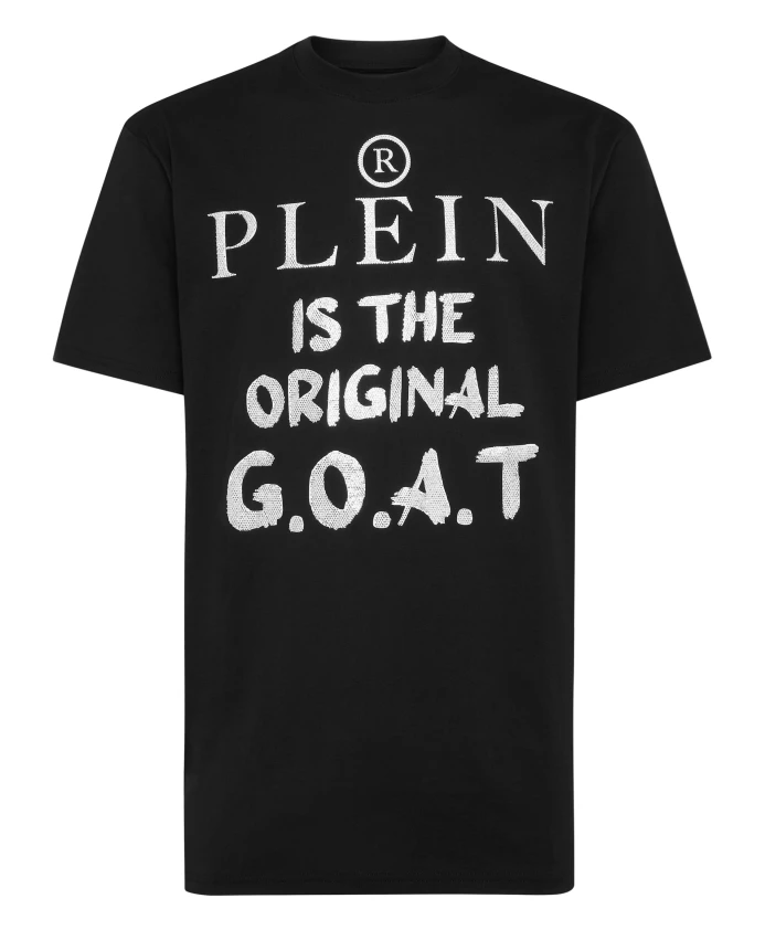 

Футболка с короткими рукавами и круглым вырезом, украшенная кристаллами. Philipp Plein, черный