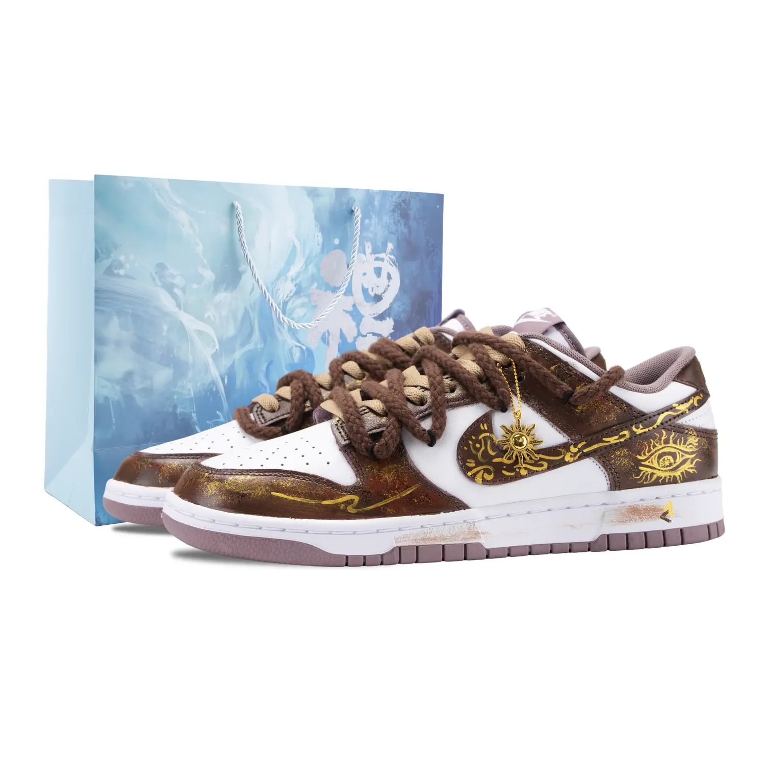 

Nike Мужские низкие кроссовки для скейтбординга Dunk Oracles Gaze Abrasion Resistant золотисто-коричневые