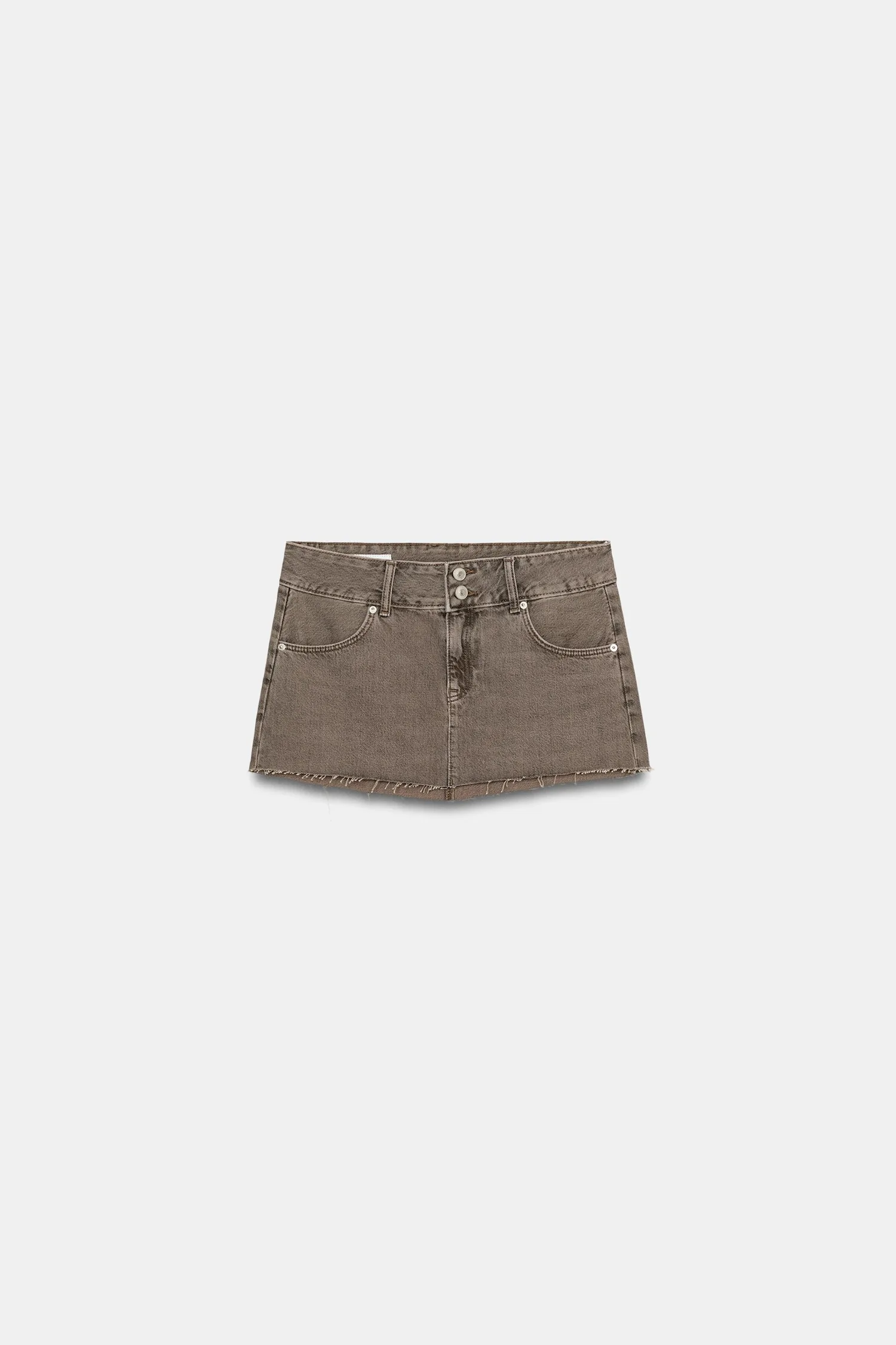 Цветная джинсовая мини-юбка trf Zara, коричневый — фото 4