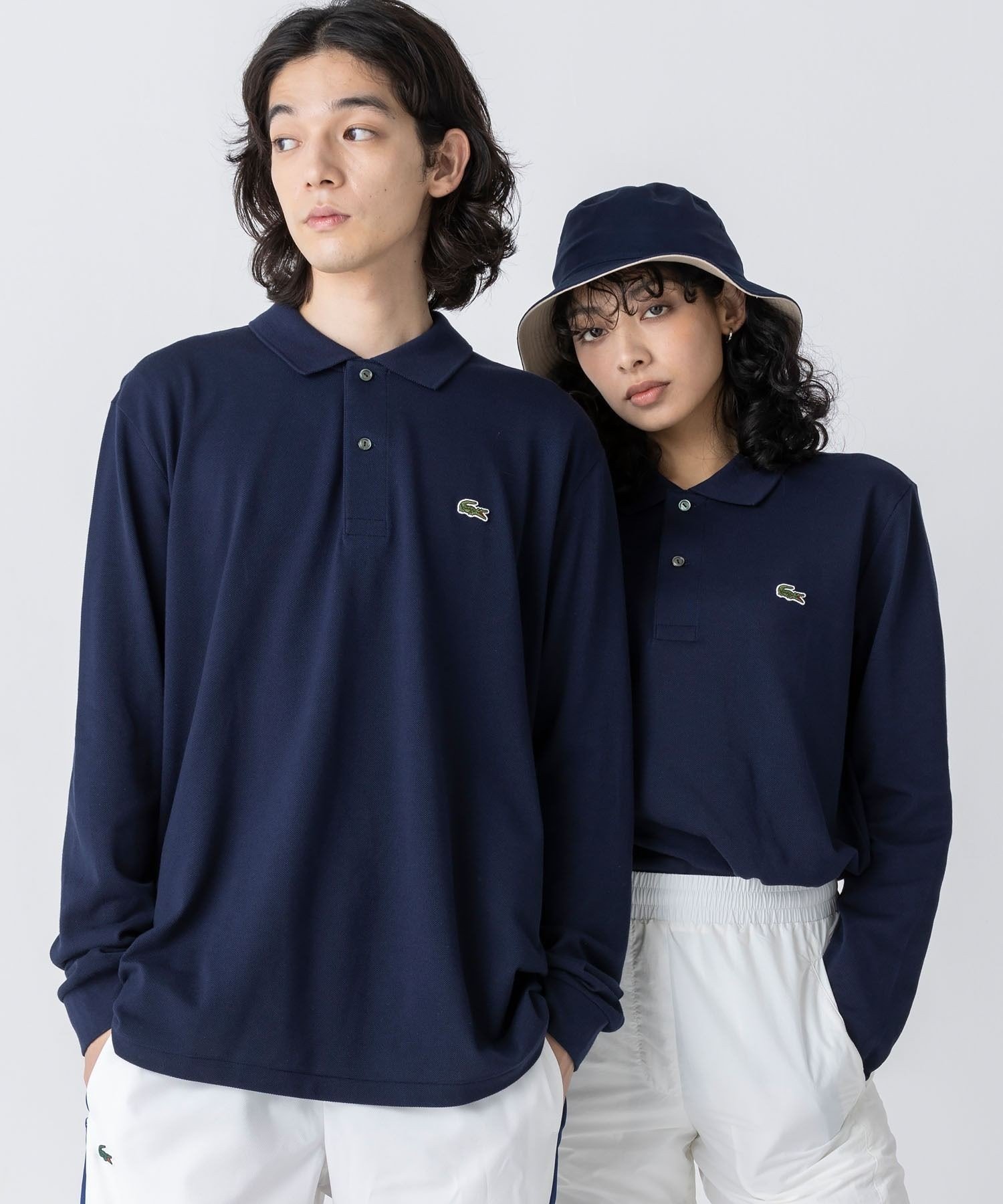 Рубашка-поло с длинным рукавом оригинального кроя LACOSTE, Navy