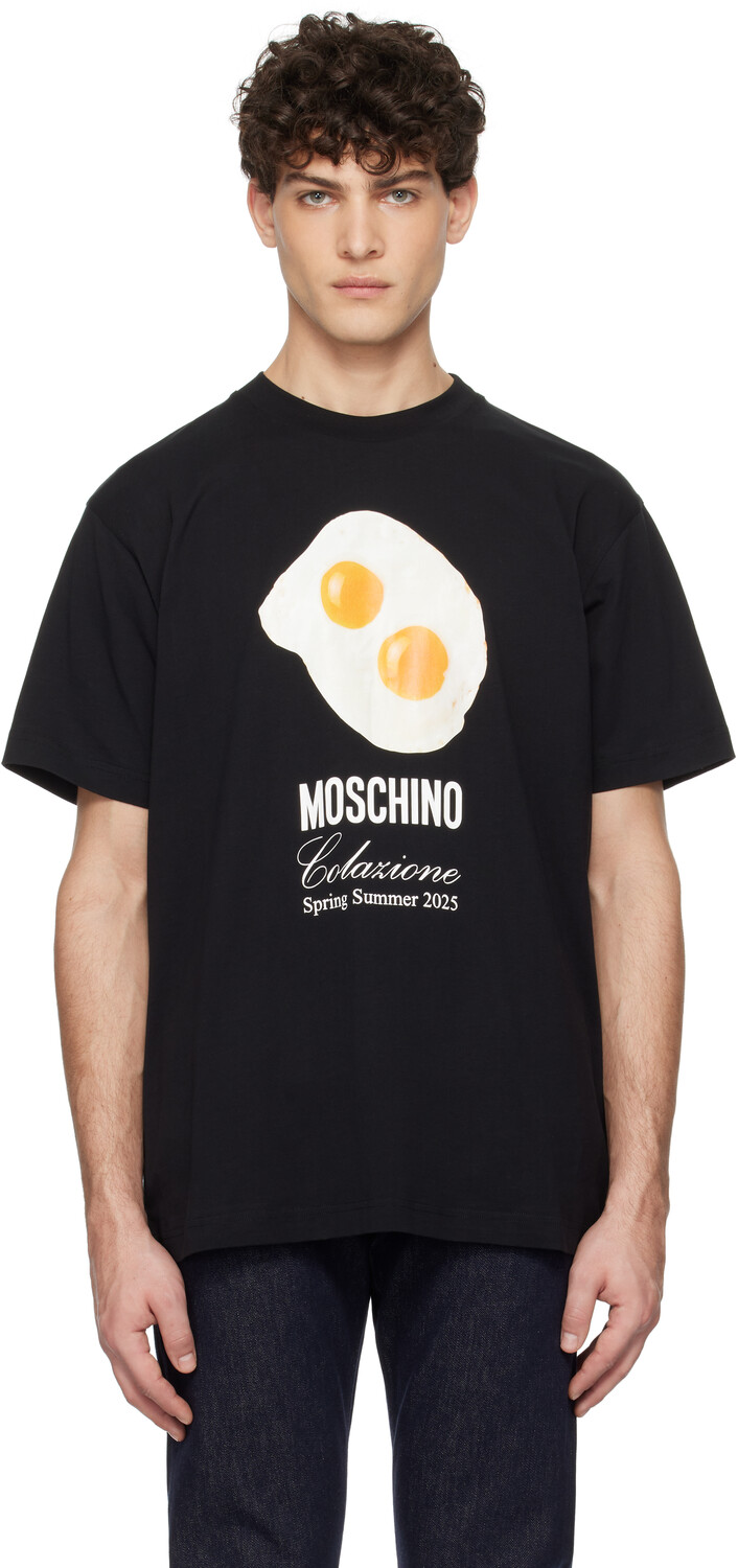 

Футболка с принтом «Черные яйца» Moschino, Multi black
