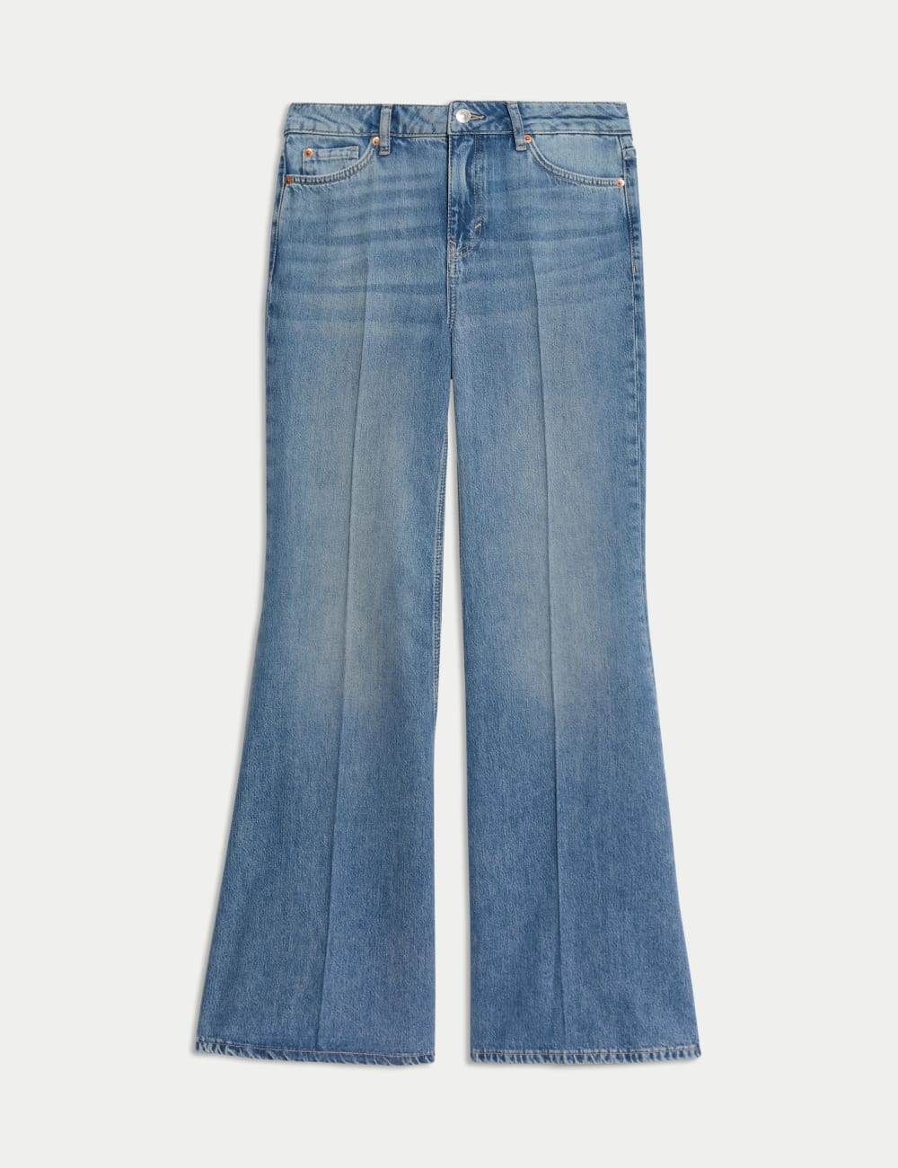 

Расклешенные джинсы средней посадки Marks & Spencer, цвет Med blue denim