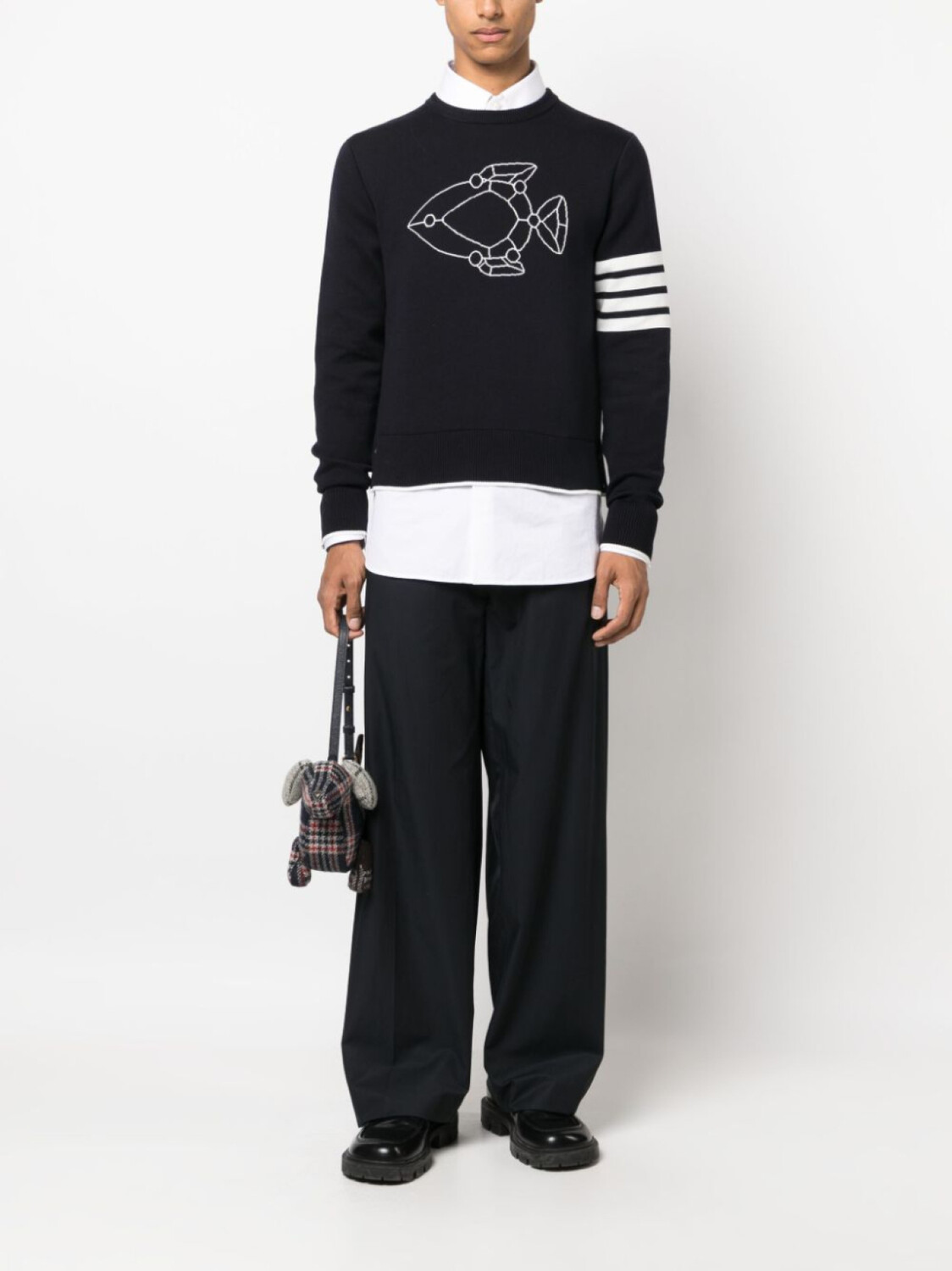 

Thom Browne джемпер Fish Icon с жаккардовым узором, синий