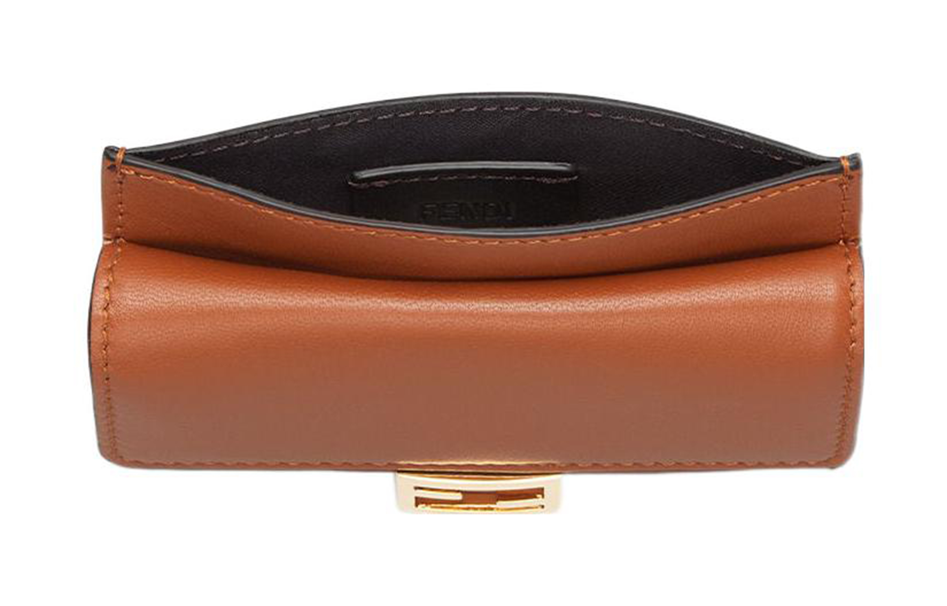 FENDI Бумажник Baguette Leather Card Holder для женщин, коричневый — фото 4