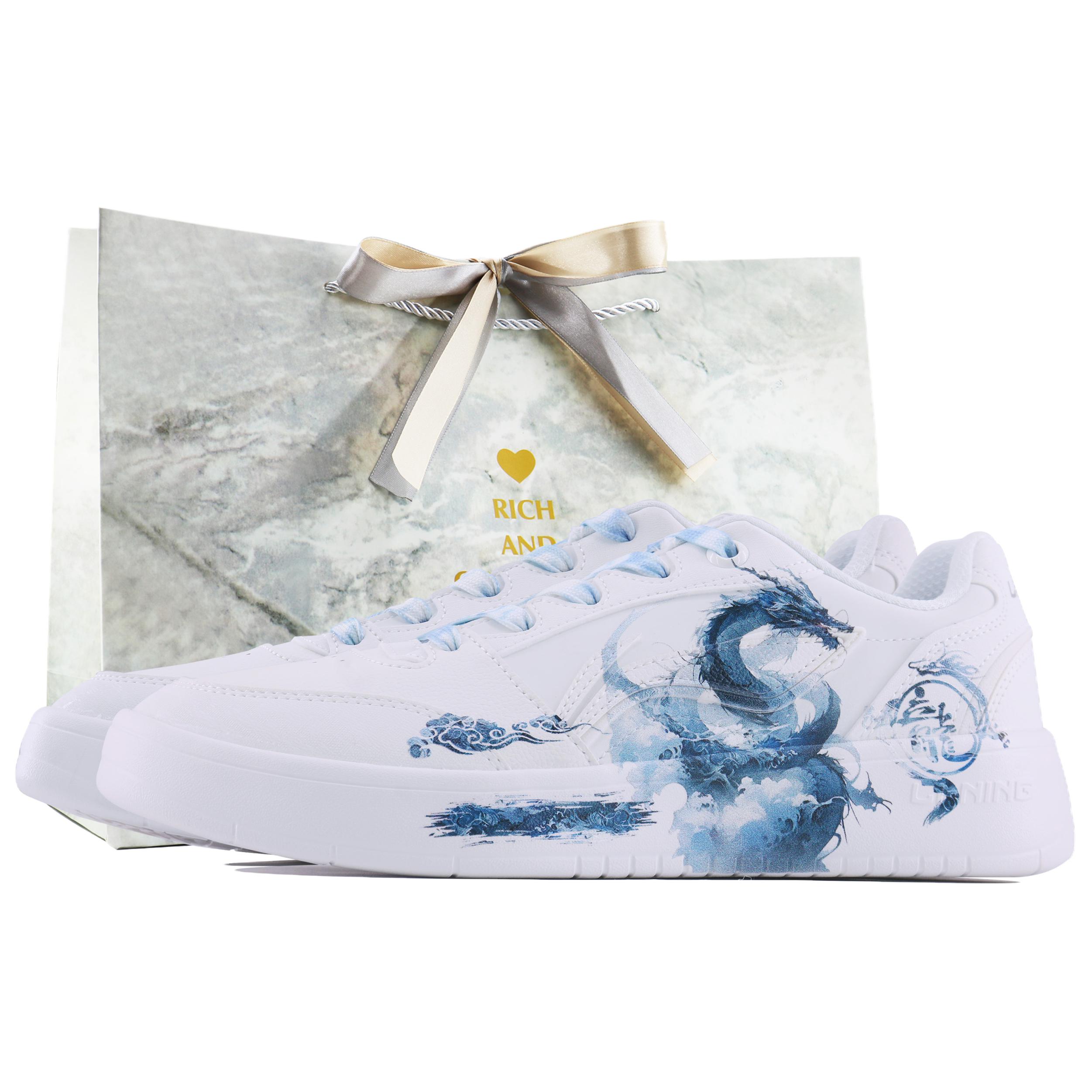 

LINING Кроссовки для скейтбординга Yuanbao V3 с нескользящим и износостойким покрытием, низкие, мужские, белые, синие