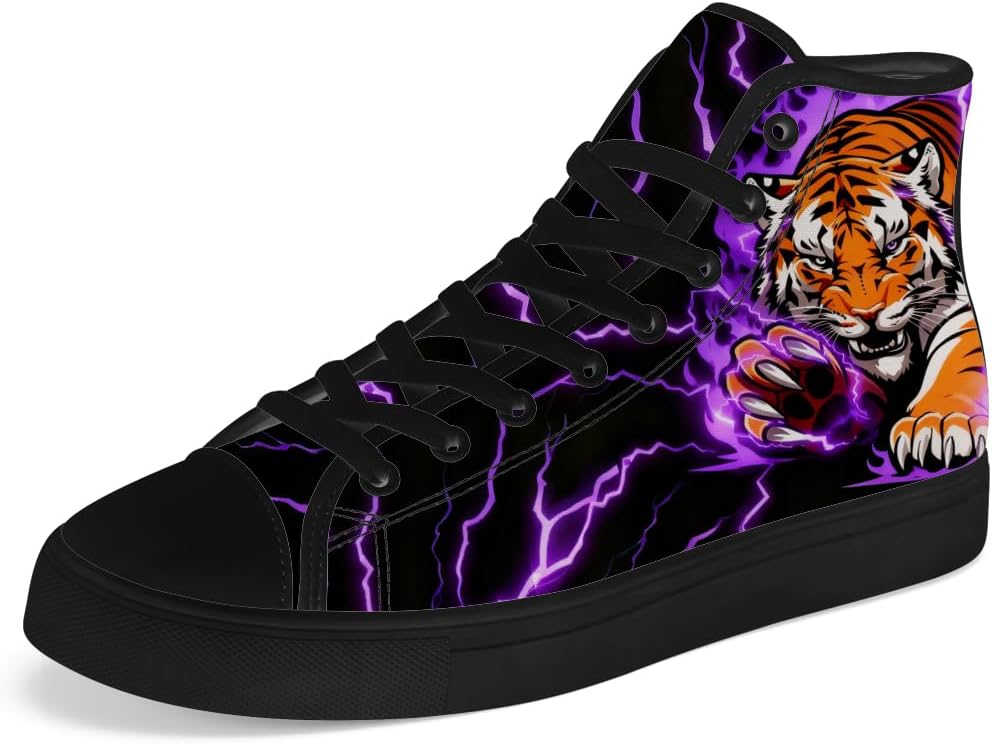 

Мужские и женские кроссовки на высокой подошве с тигровым принтом, текстильные, на шнуровке, повседневные, подарок для мужчин и женщин Chebing, пурпурный
