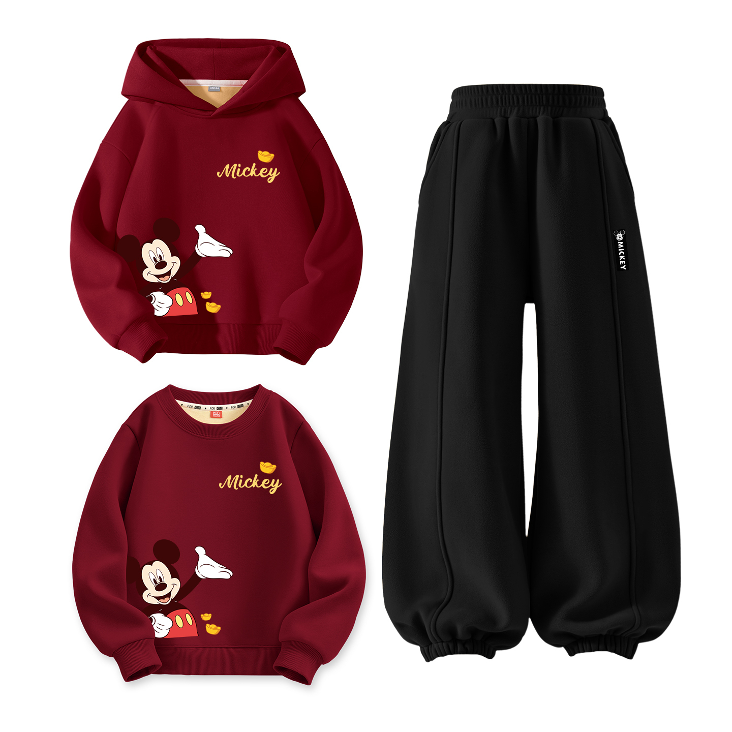 

Детский костюм Tang с круглым вырезом и толстым воротником Disney, [thickened and fleece-lined]diyunbao qiqi k бордовый+diyunlong hook-and-loop k черный+diyunbao qiqi k бордовый