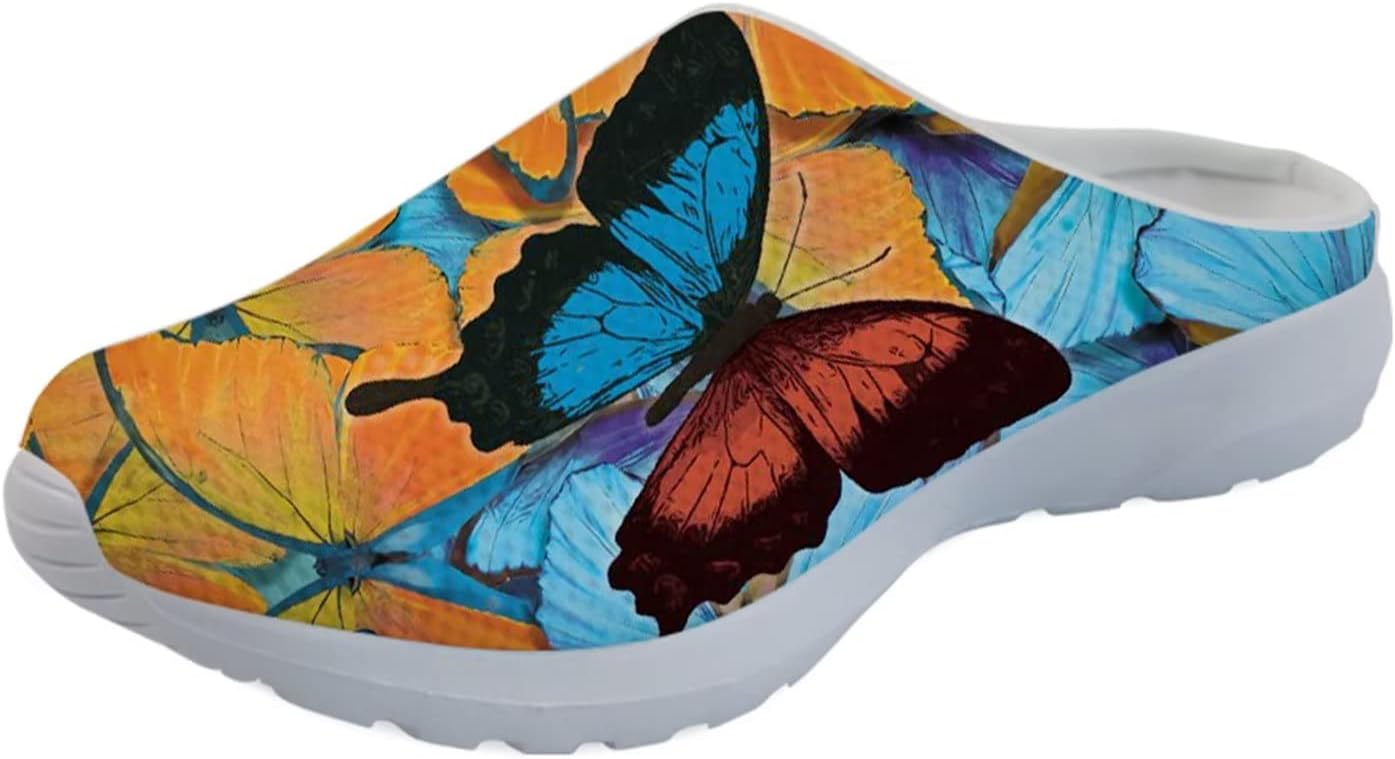 

Forchrinse Южноиндийские африканские слипоны-ходунки для мужчин и женщин, садовые сабо, медицинская обувь, дышащие, Colorful Butterfly