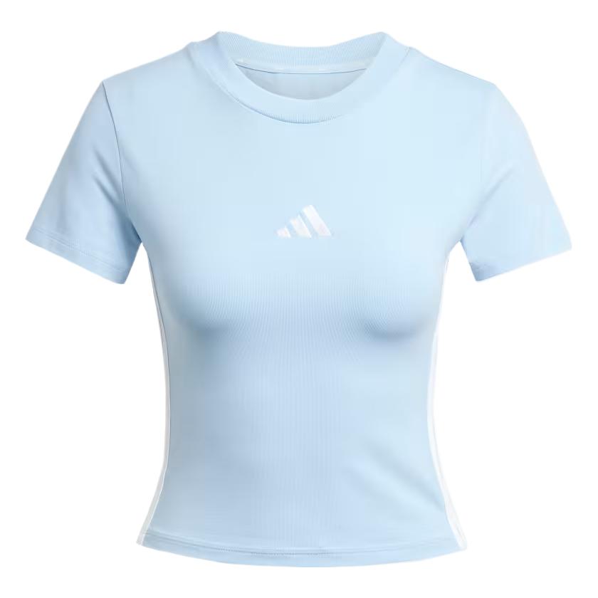 

Adidas Женская футболка Essentials 3 Stripes Slim Baby T Shirt Glow Blue/White